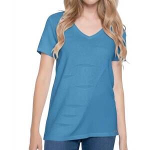 NEW PICADILLY v-neck textured knitted top in malibu